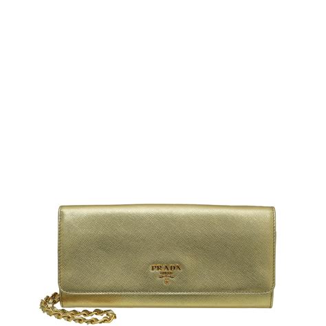 prada gold wallet on chain